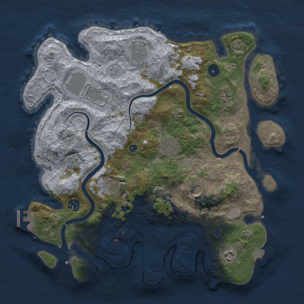 Rust Map: Procedural Map, Size: 3750, Seed: 1119691825, 14 Monuments