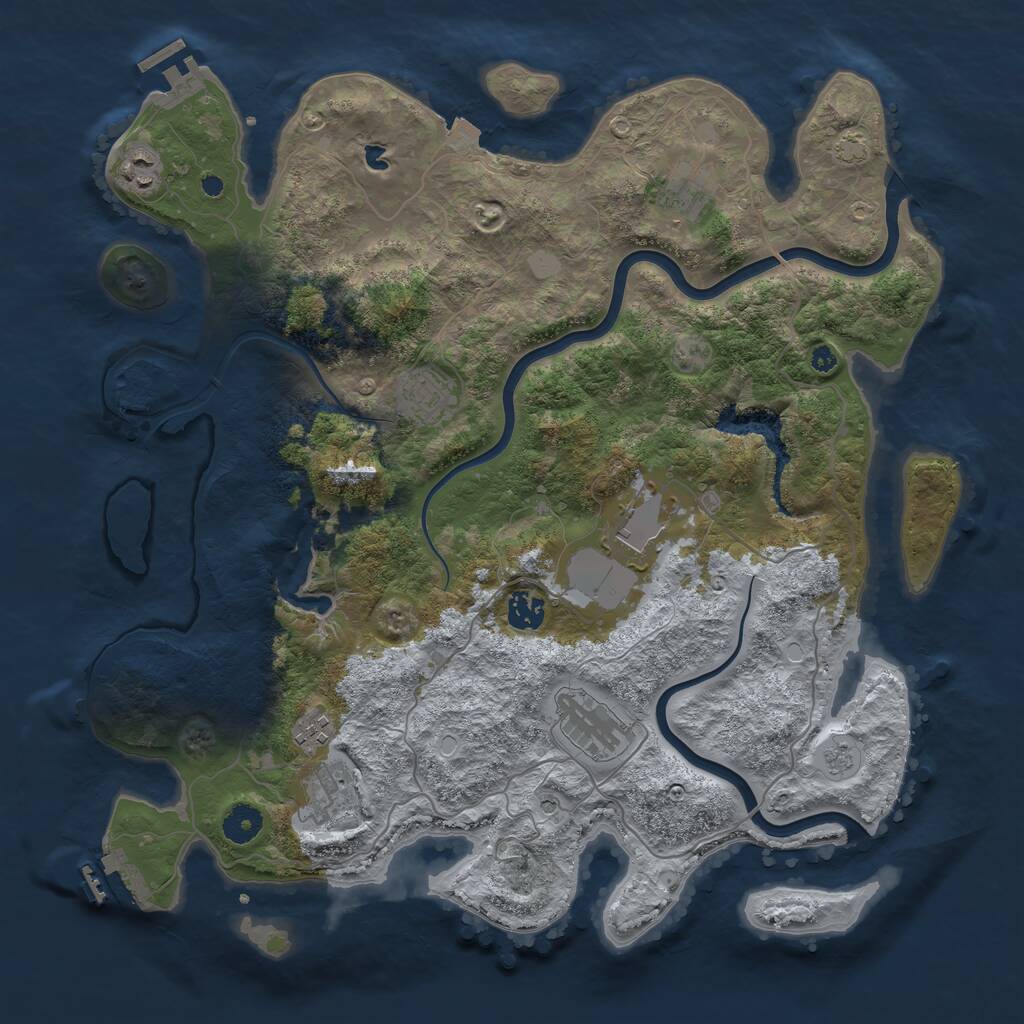 Rust Map: Procedural Map, Size: 4000, Seed: 676945, 14 Monuments