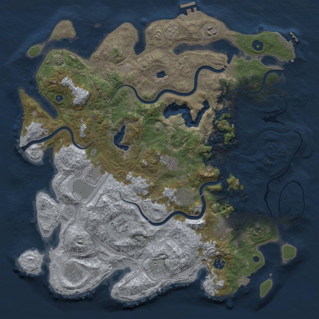 Rust Map: Procedural Map, Size: 4250, Seed: 1165750636, 16 Monuments