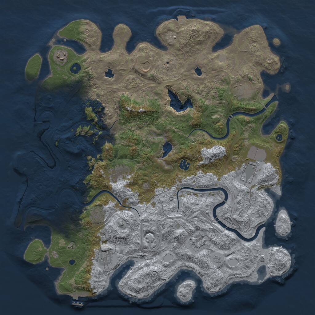 Rust Map: Procedural Map, Size: 4500, Seed: 1011304590, 16 Monuments