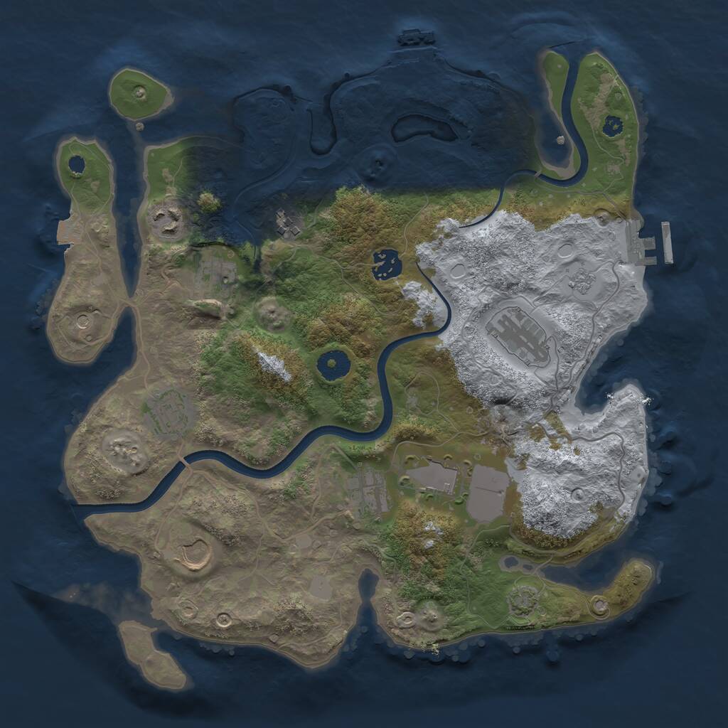 Rust Map: Procedural Map, Size: 3500, Seed: 202, 15 Monuments