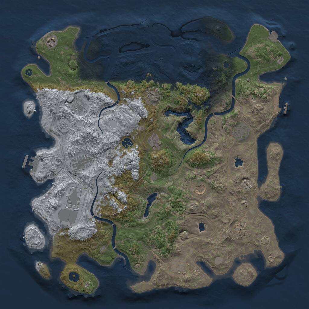 Rust Map: Procedural Map, Size: 4500, Seed: 1906418822, 17 Monuments