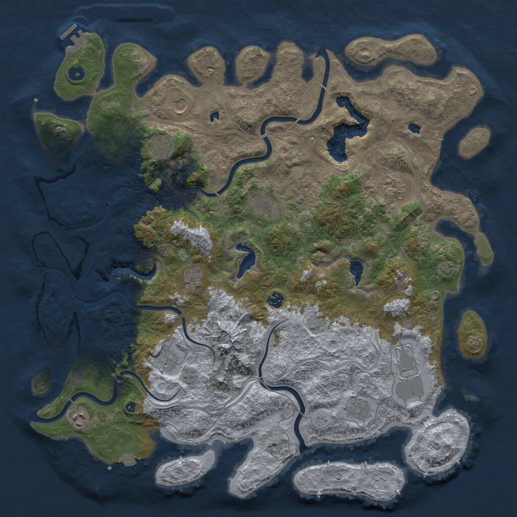 Rust Map: Procedural Map, Size: 5000, Seed: 1704421356, 16 Monuments