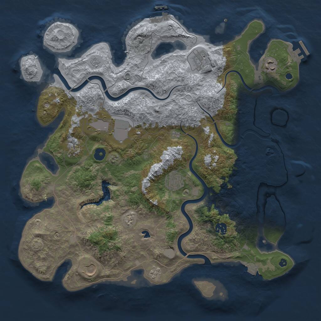 Rust Map: Procedural Map, Size: 4000, Seed: 1174341747, 14 Monuments
