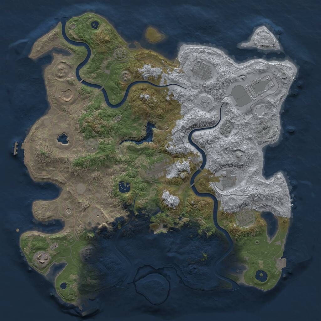 Rust Map: Procedural Map, Size: 4000, Seed: 1028, 16 Monuments