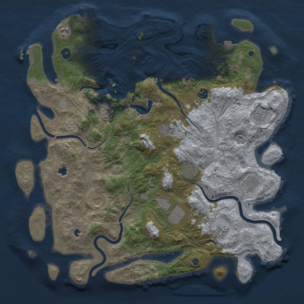Rust Map: Procedural Map, Size: 4500, Seed: 904594831, 16 Monuments