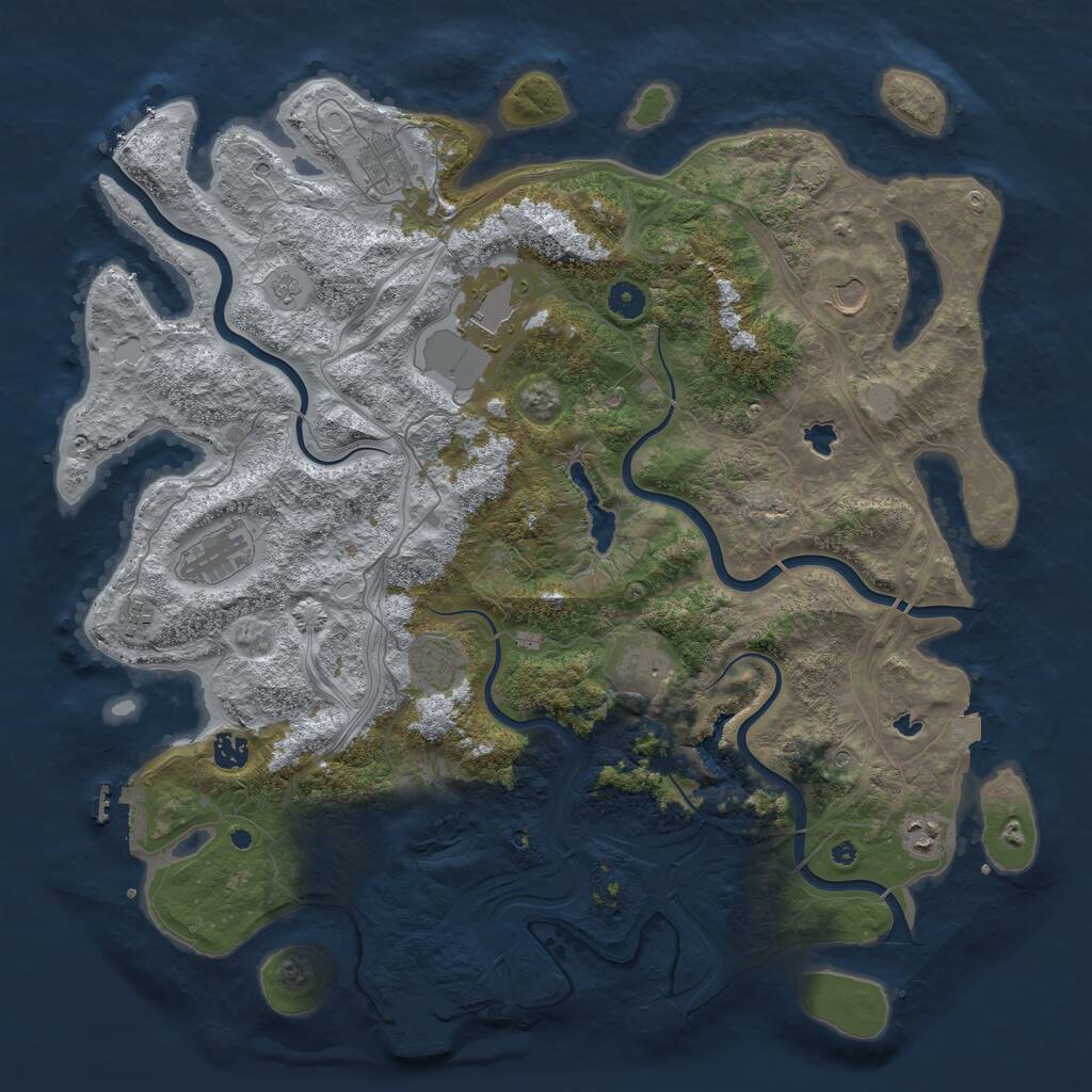 Rust Map: Procedural Map, Size: 4500, Seed: 1466874514, 15 Monuments