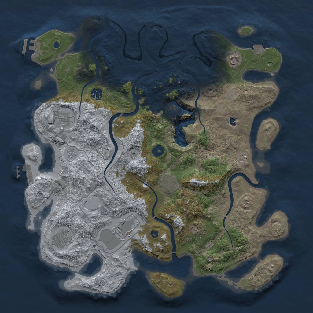 Rust Map: Procedural Map, Size: 4000, Seed: 628701651, 14 Monuments