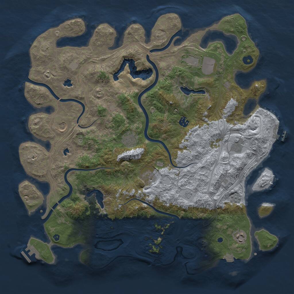 Rust Map: Procedural Map, Size: 4500, Seed: 1037434152, 14 Monuments