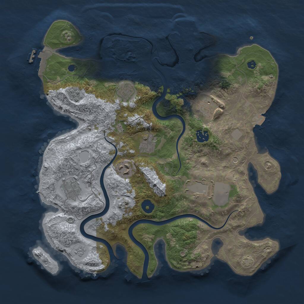 Rust Map: Procedural Map, Size: 3500, Seed: 532082223, 14 Monuments