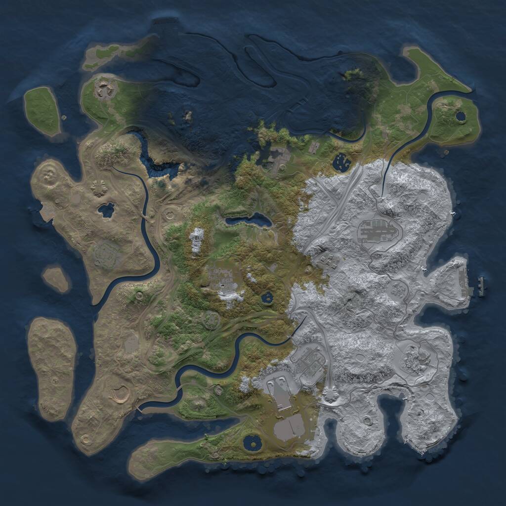 Rust Map: Procedural Map, Size: 4250, Seed: 1866343704, 17 Monuments