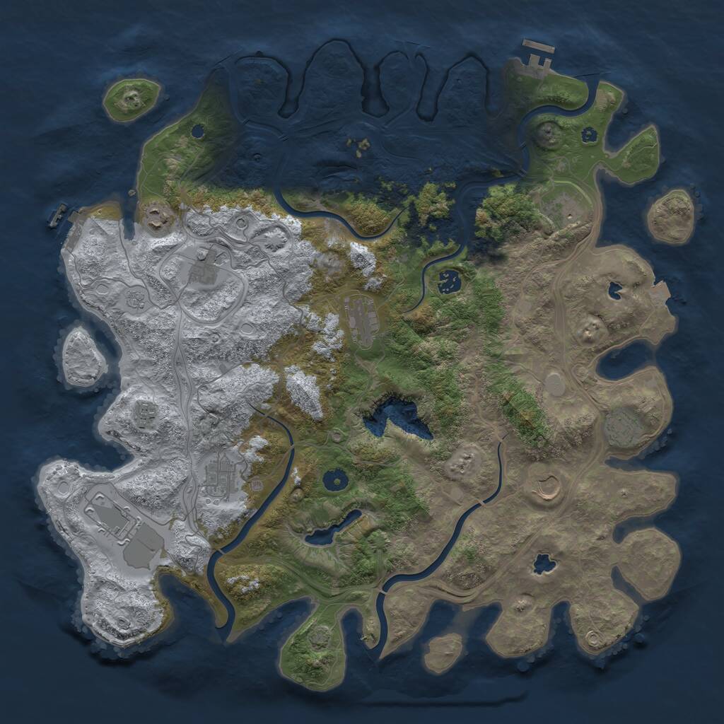 Rust Map: Procedural Map, Size: 4500, Seed: 852848998, 16 Monuments