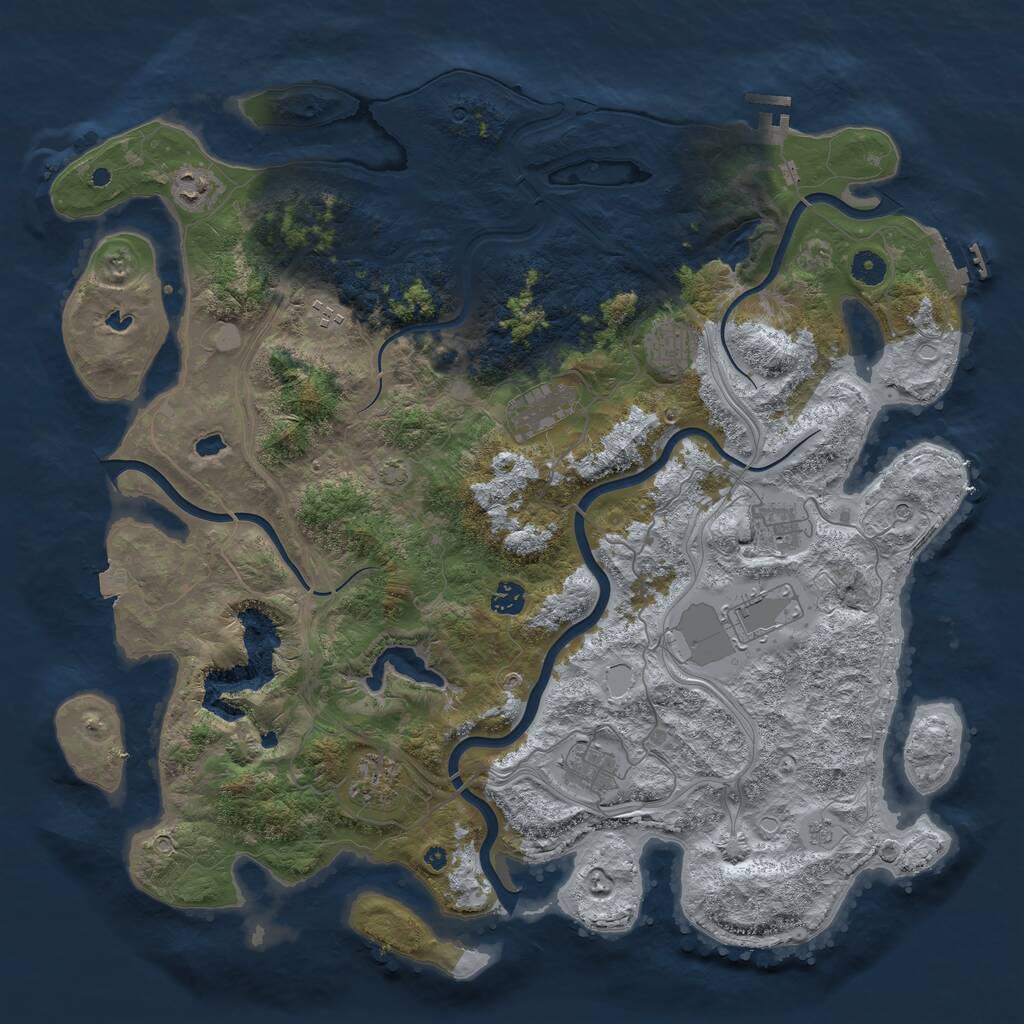 Rust Map: Procedural Map, Size: 4500, Seed: 616876565, 15 Monuments