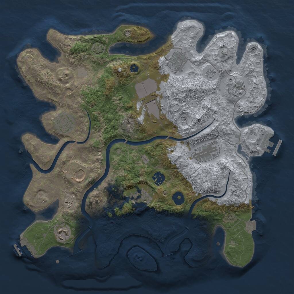Rust Map: Procedural Map, Size: 3500, Seed: 98576145, 16 Monuments