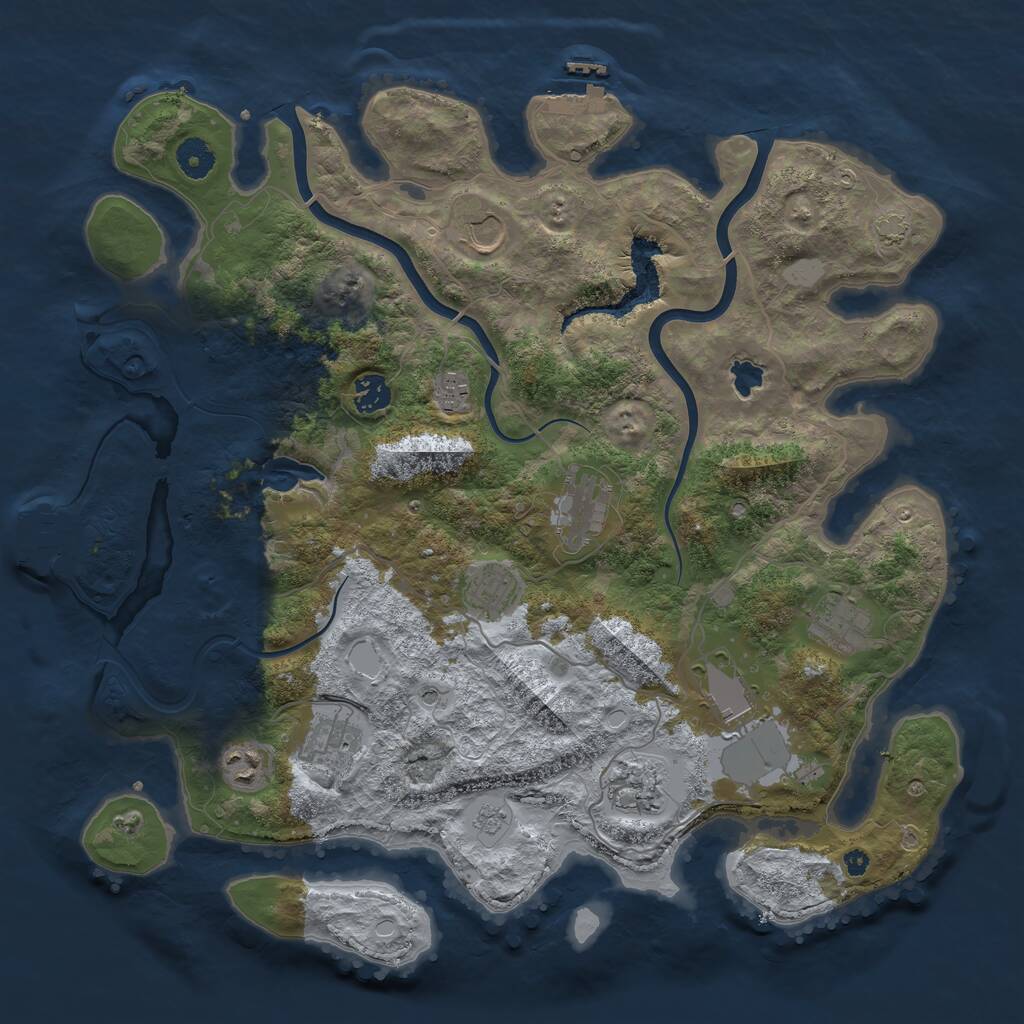 Rust Map: Procedural Map, Size: 4000, Seed: 64911549, 16 Monuments