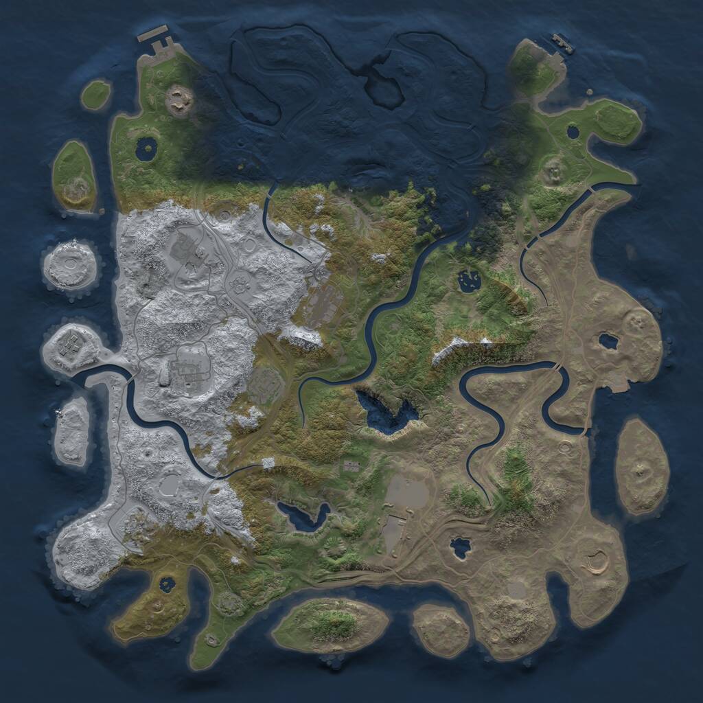 Rust Map: Procedural Map, Size: 4500, Seed: 398162567, 16 Monuments