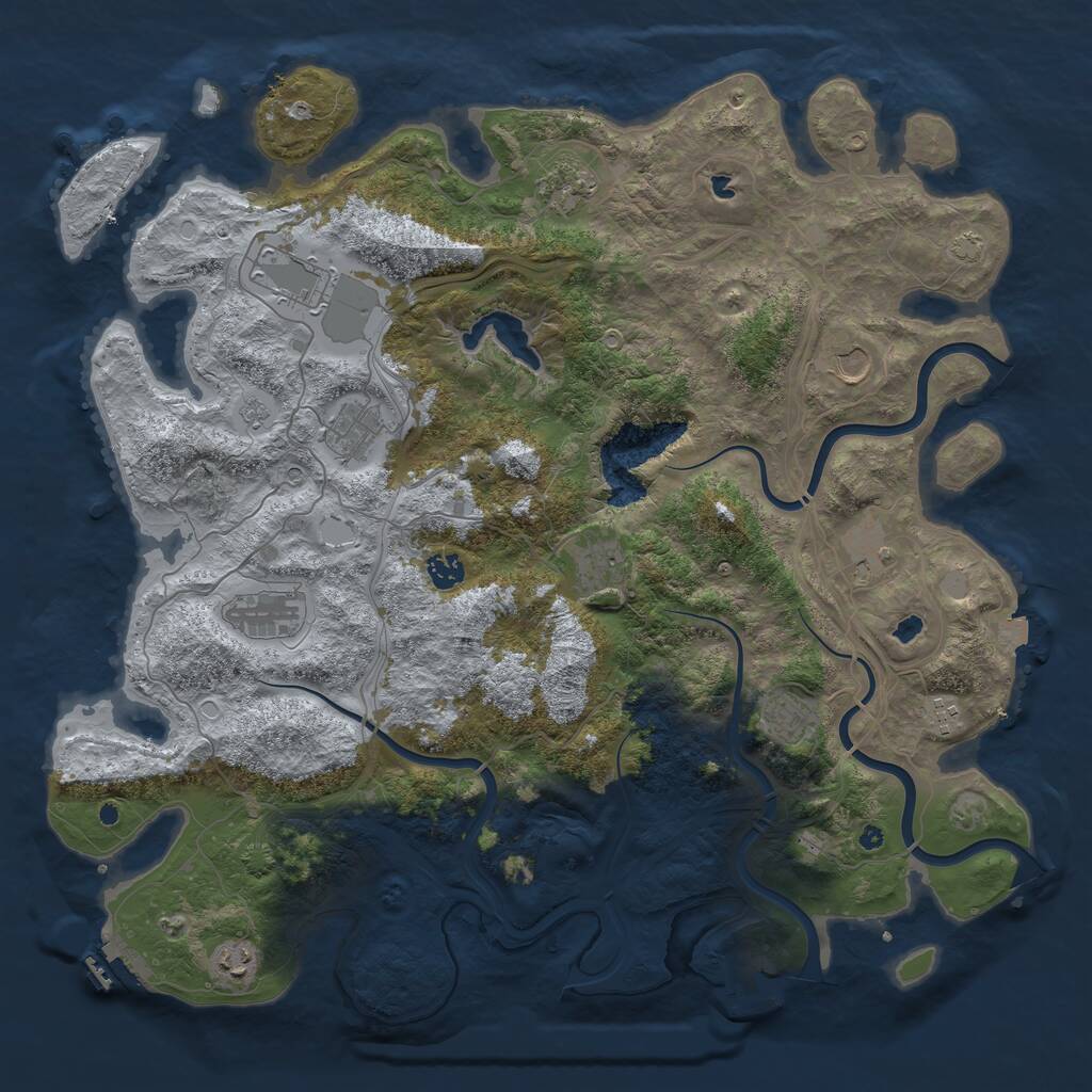 Rust Map: Procedural Map, Size: 4500, Seed: 768555704, 17 Monuments
