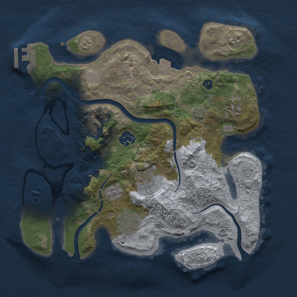 Rust Map: Procedural Map, Size: 3000, Seed: 1914866687, 10 Monuments