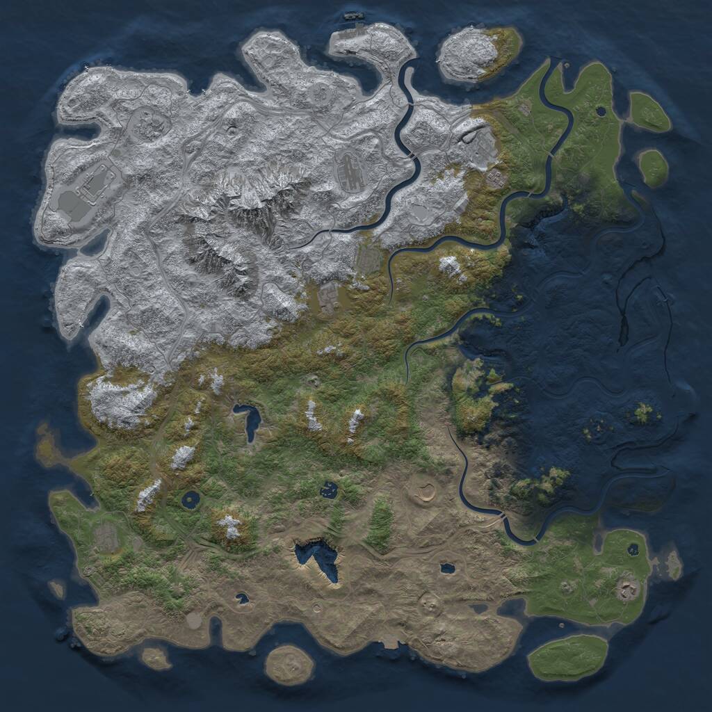 Rust Map: Procedural Map, Size: 6000, Seed: 852439867, 17 Monuments