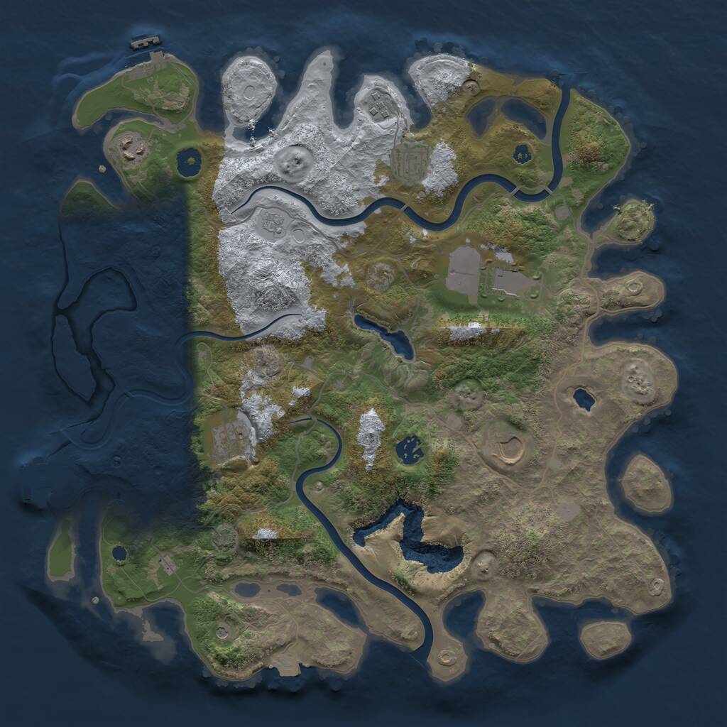 Rust Map: Procedural Map, Size: 4000, Seed: 1723717116, 13 Monuments