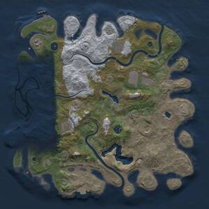 Thumbnail Rust Map: Procedural Map, Size: 4000, Seed: 1723717116, 13 Monuments