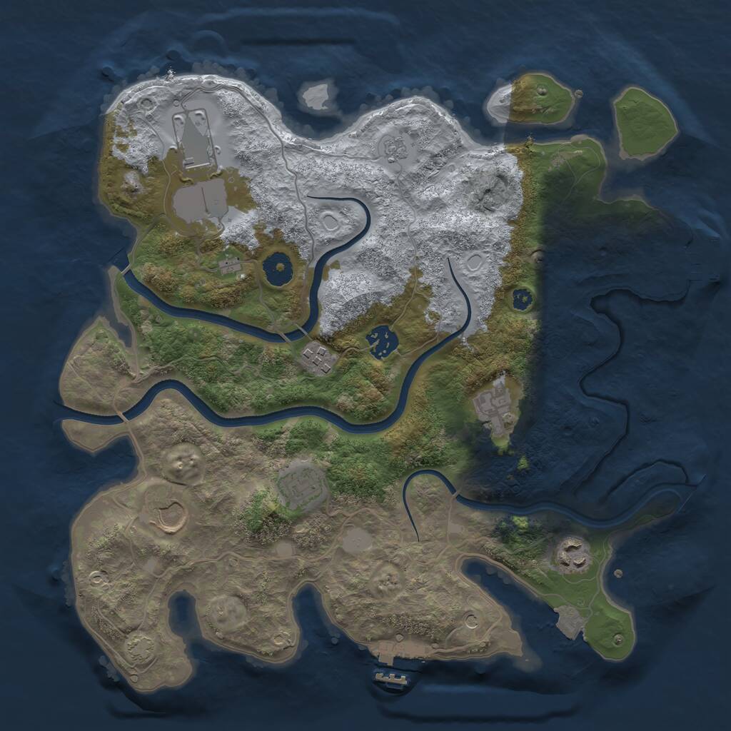 Rust Map: Procedural Map, Size: 3500, Seed: 888478371, 13 Monuments