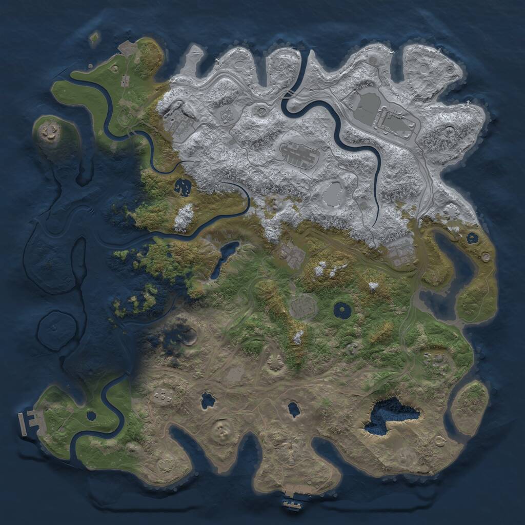 Rust Map: Procedural Map, Size: 4500, Seed: 175100268, 17 Monuments