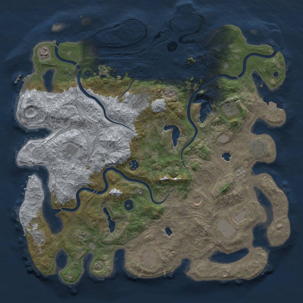 Rust Map: Procedural Map, Size: 4500, Seed: 187493218, 17 Monuments