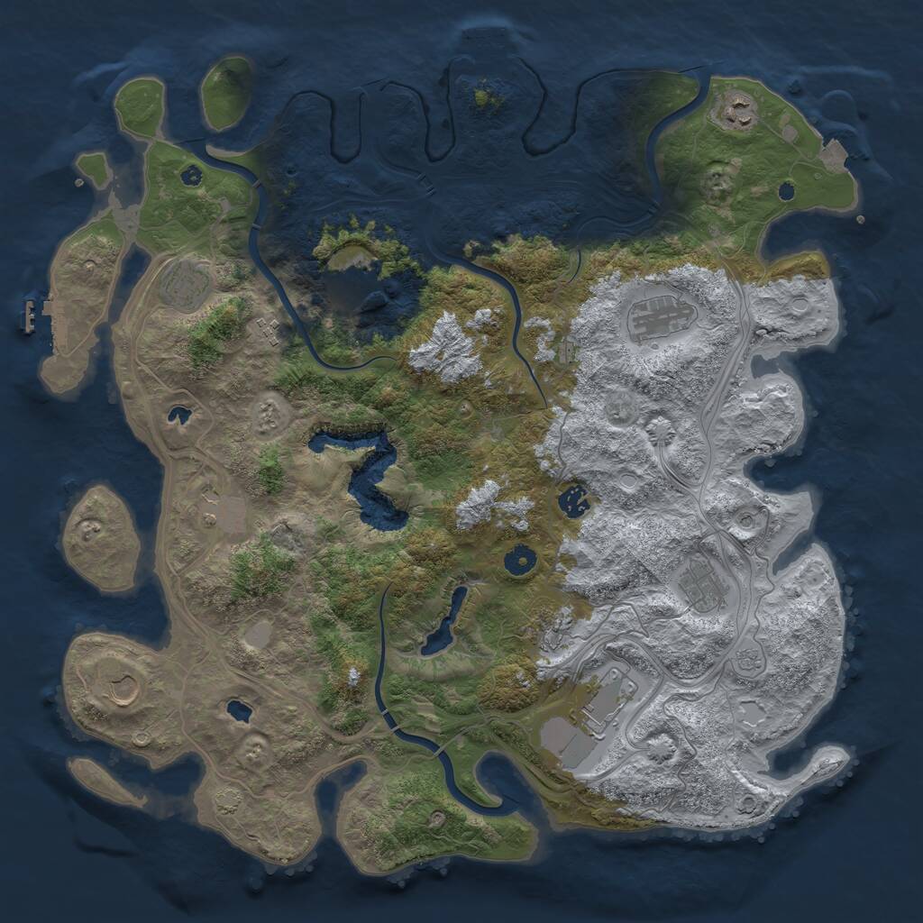 Rust Map: Procedural Map, Size: 4500, Seed: 458503573, 17 Monuments