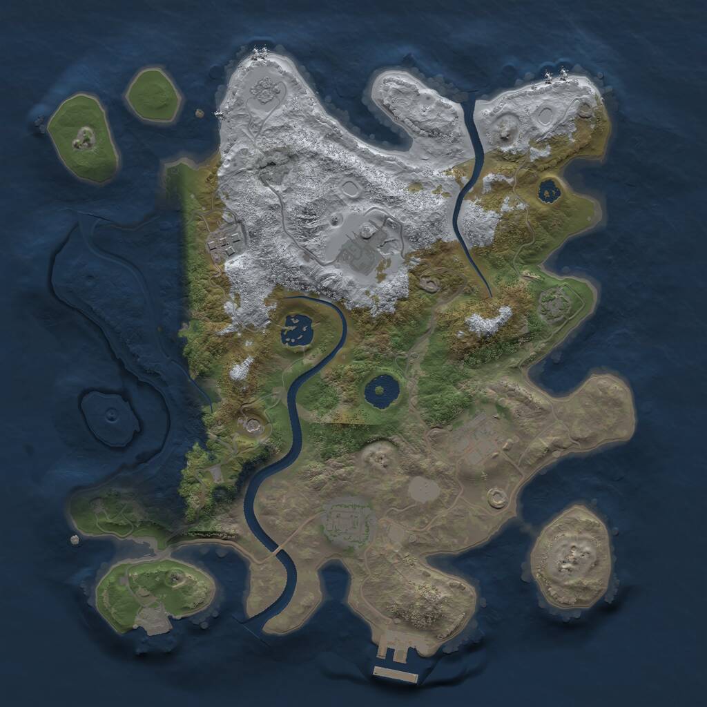 Rust Map: Procedural Map, Size: 3200, Seed: 536446055, 10 Monuments