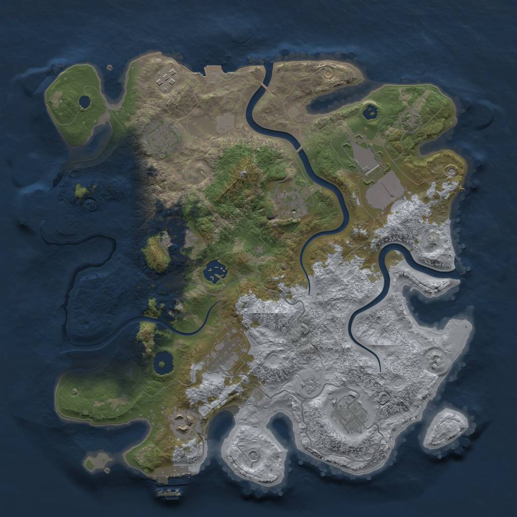 Rust Map: Procedural Map, Size: 3500, Seed: 1588458661, 15 Monuments