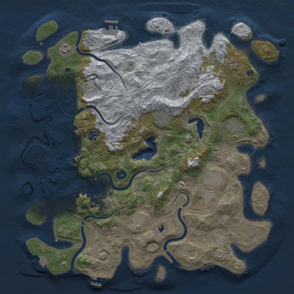 Rust Map: Procedural Map, Size: 4350, Seed: 1586544950, 17 Monuments