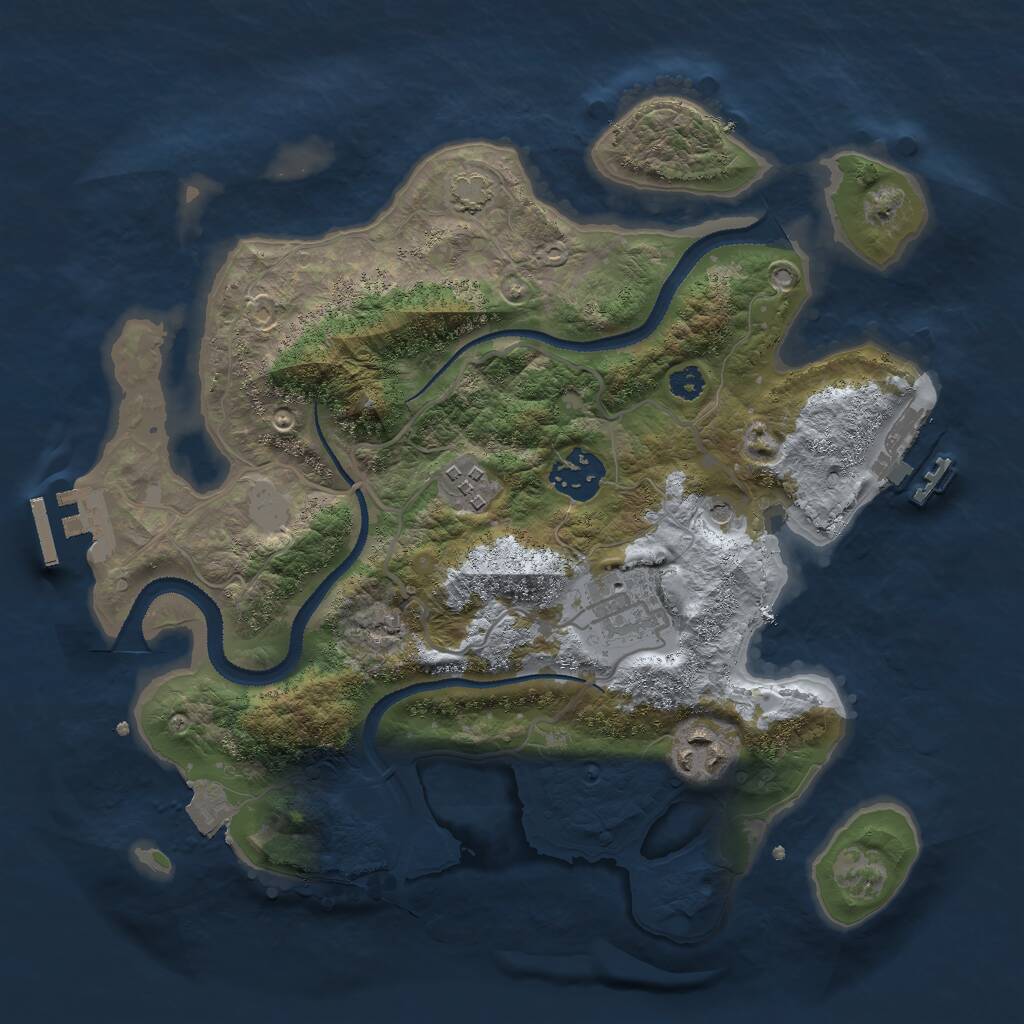 Rust Map: Procedural Map, Size: 3000, Seed: 1213360976, 9 Monuments