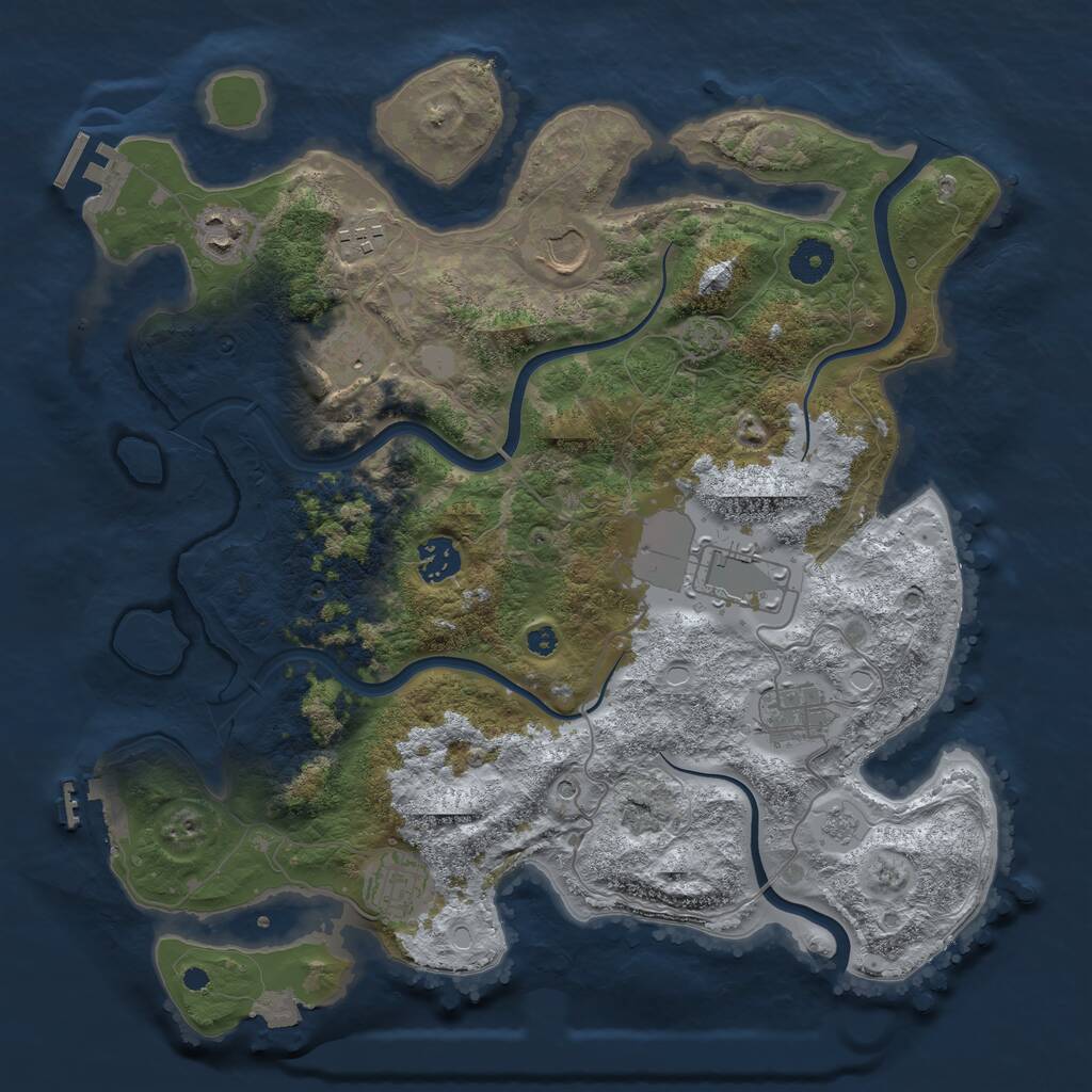 Rust Map: Procedural Map, Size: 3700, Seed: 445904857, 14 Monuments