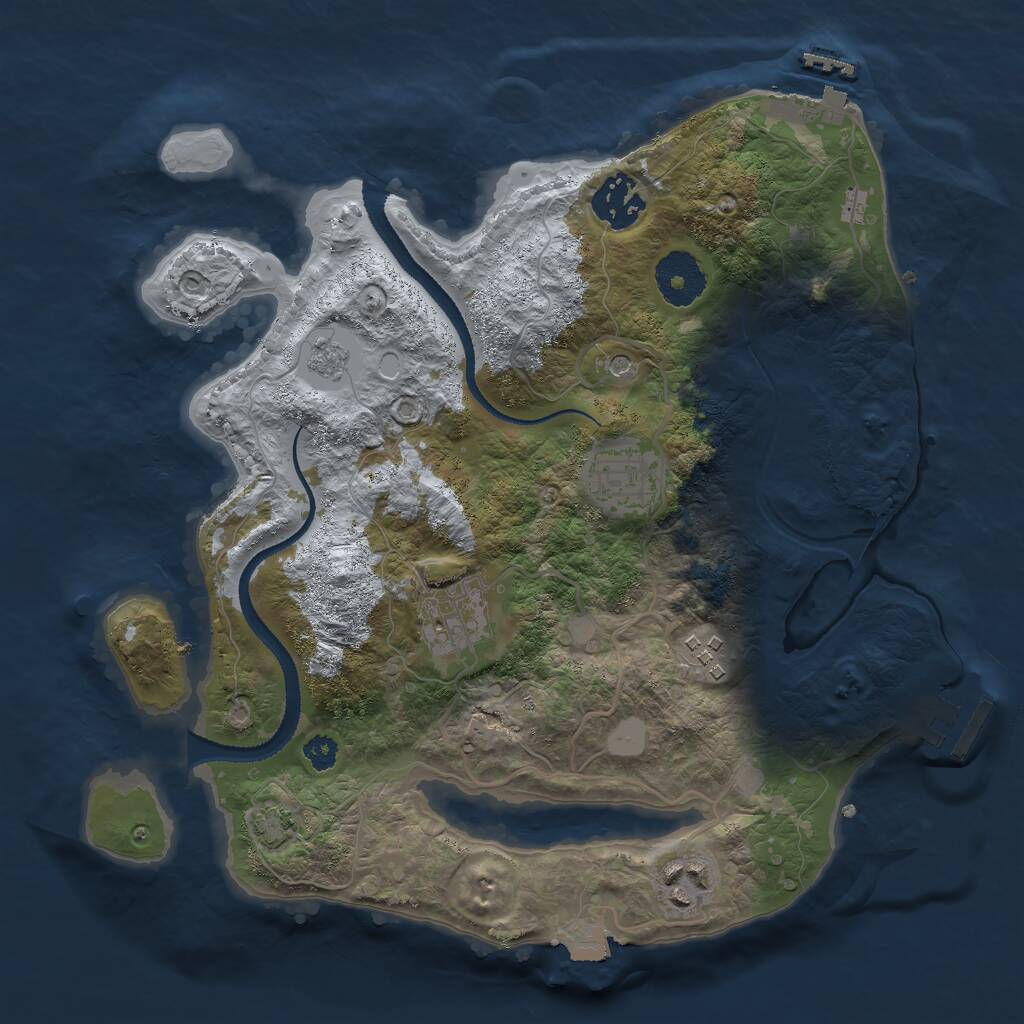 Rust Map: Procedural Map, Size: 3000, Seed: 242930886, 11 Monuments