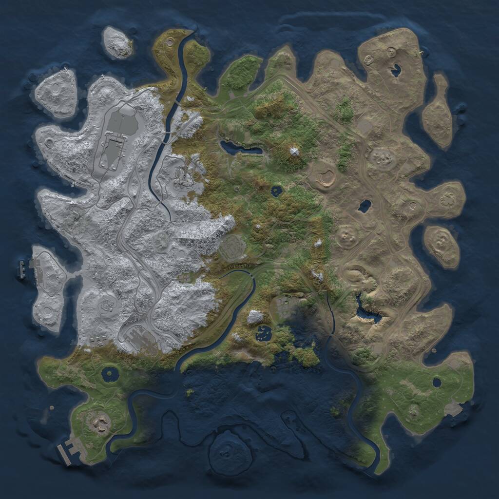 Rust Map: Procedural Map, Size: 4500, Seed: 1097948757, 15 Monuments