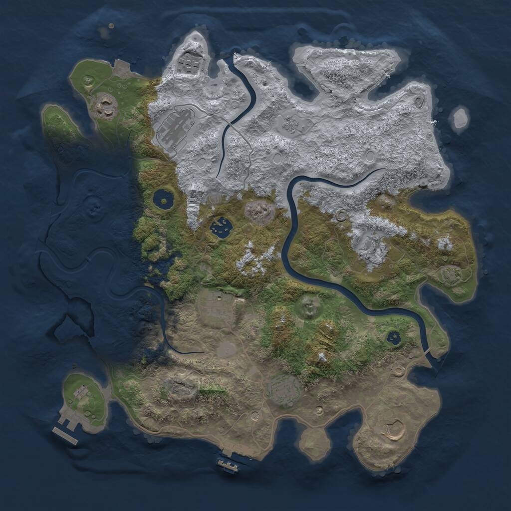 Rust Map: Procedural Map, Size: 3750, Seed: 81740157, 14 Monuments
