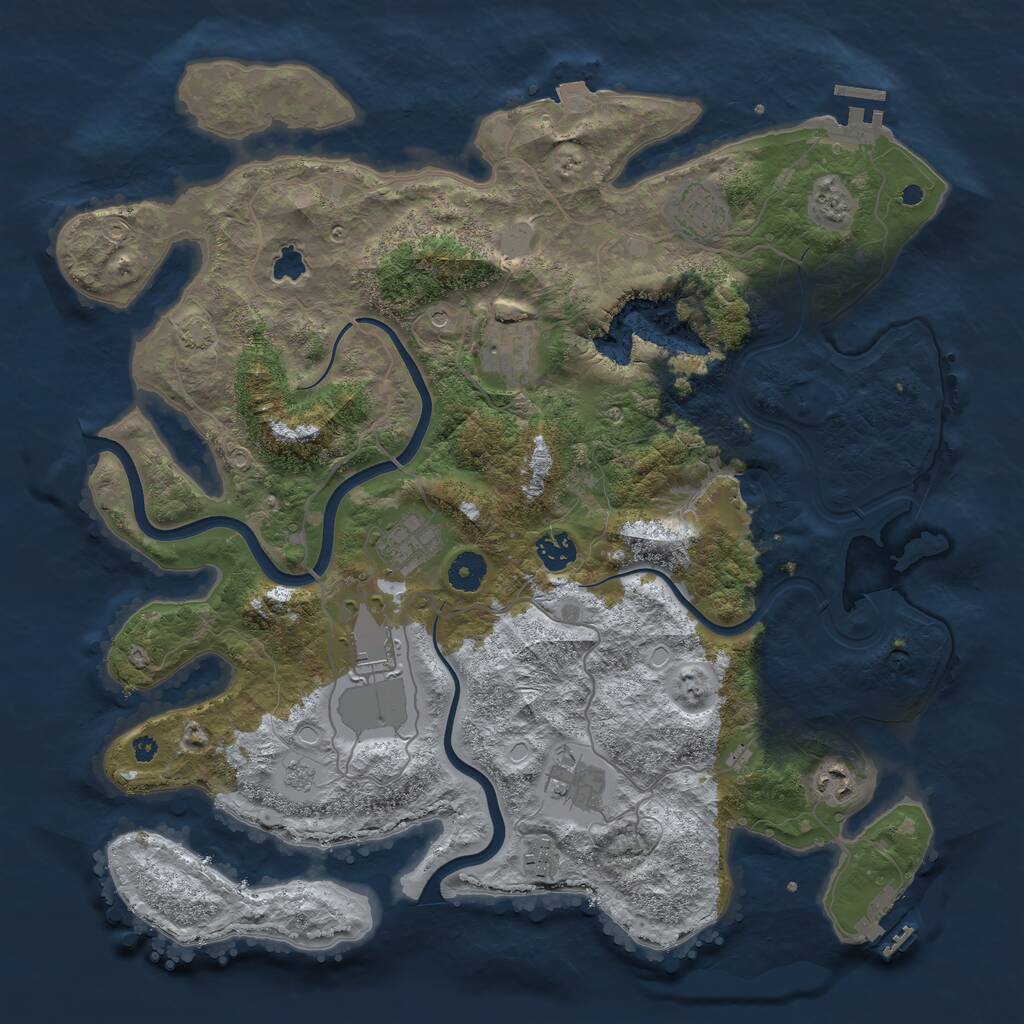 Rust Map: Procedural Map, Size: 4000, Seed: 803680729, 14 Monuments