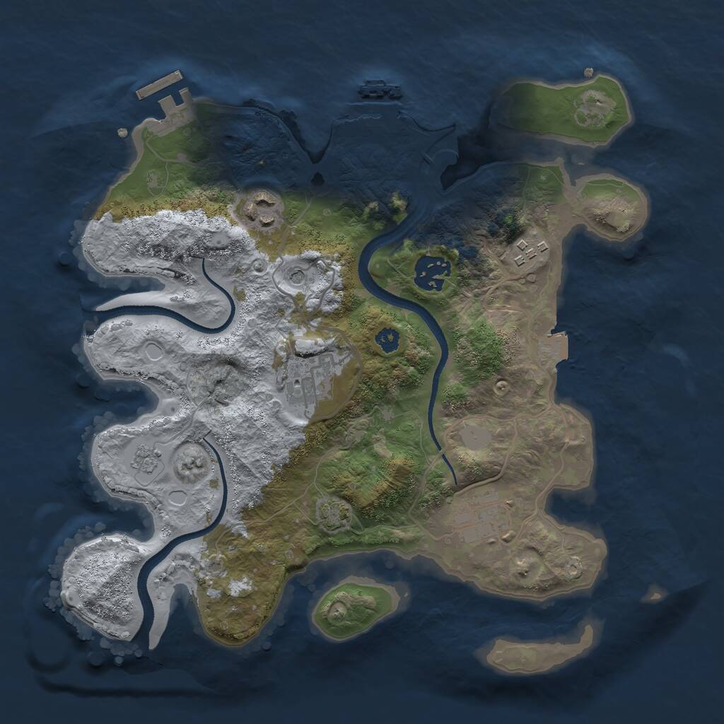 Rust Map: Procedural Map, Size: 3000, Seed: 1080432626, 11 Monuments