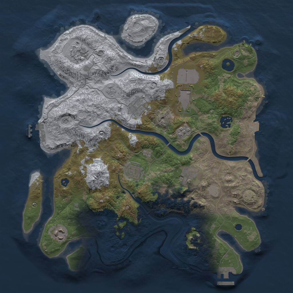 Rust Map: Procedural Map, Size: 3500, Seed: 74829476, 14 Monuments