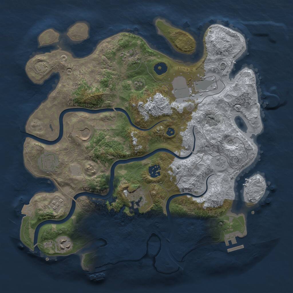 Rust Map: Procedural Map, Size: 3500, Seed: 85747, 14 Monuments