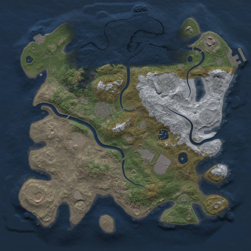 Rust Map: Procedural Map, Size: 3500, Seed: 1055689783, 14 Monuments