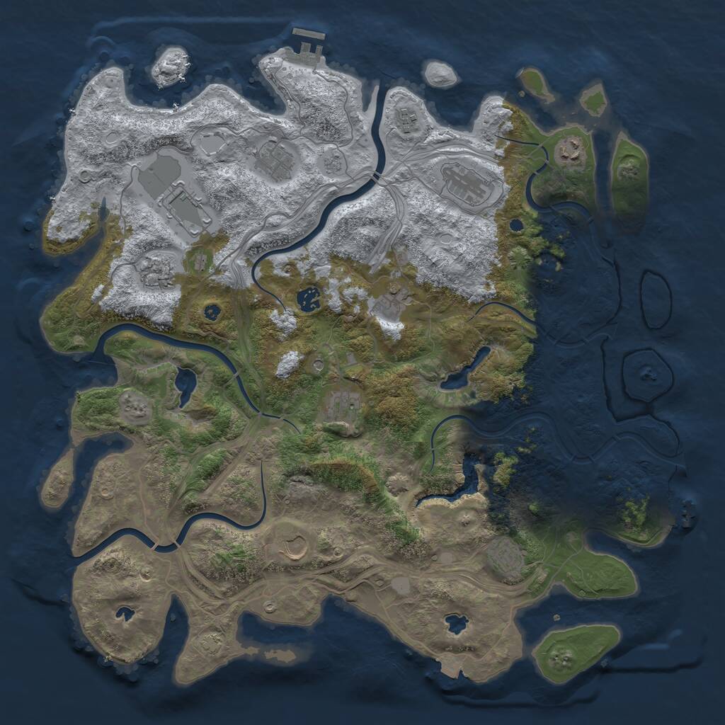 Rust Map: Procedural Map, Size: 4500, Seed: 968975691, 17 Monuments