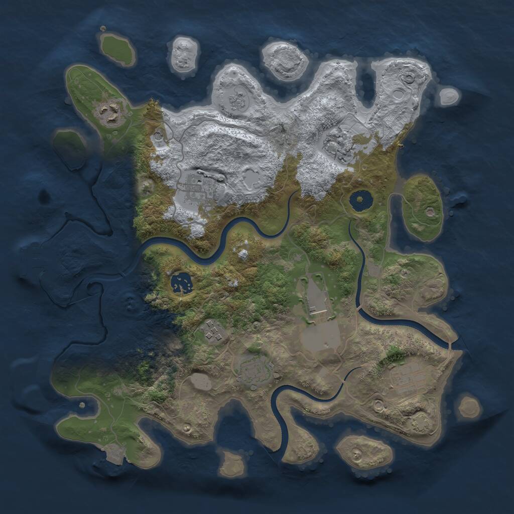Rust Map: Procedural Map, Size: 3500, Seed: 1843605960, 13 Monuments
