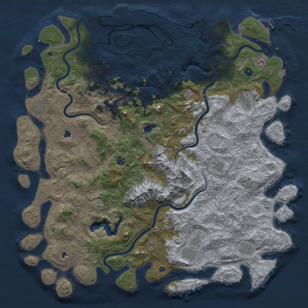 Rust Map: Procedural Map, Size: 5500, Seed: 2021288007, 17 Monuments
