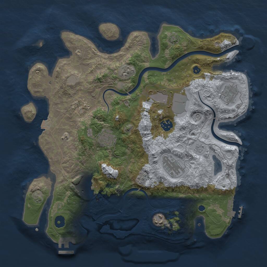 Rust Map: Procedural Map, Size: 3500, Seed: 1187126846, 15 Monuments