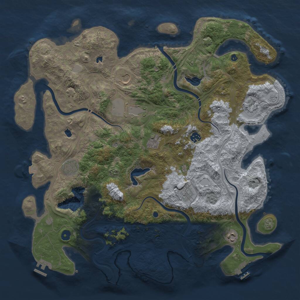 Rust Map: Procedural Map, Size: 4500, Seed: 664246215, 15 Monuments