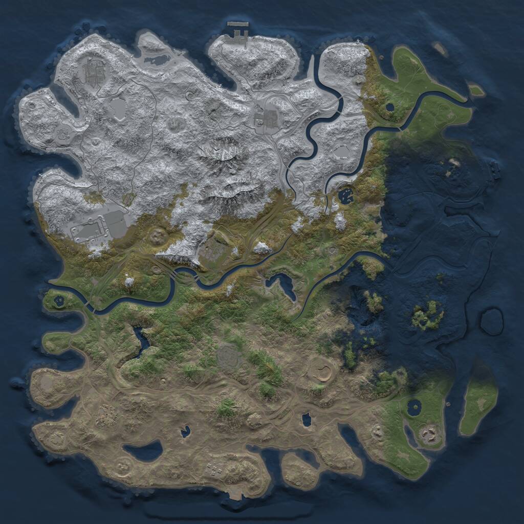 Rust Map: Procedural Map, Size: 5000, Seed: 46875138, 16 Monuments
