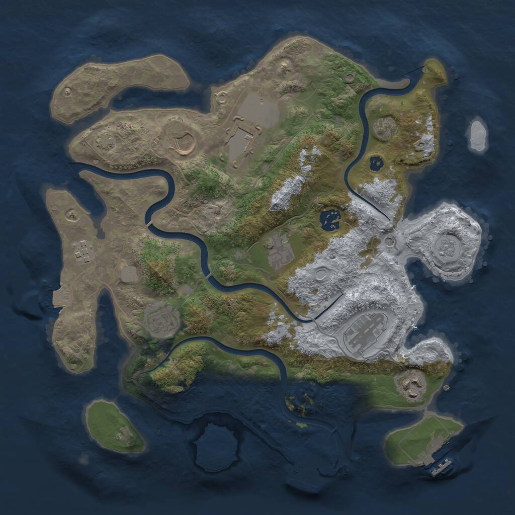 Rust Map: Procedural Map, Size: 3500, Seed: 275952408, 14 Monuments