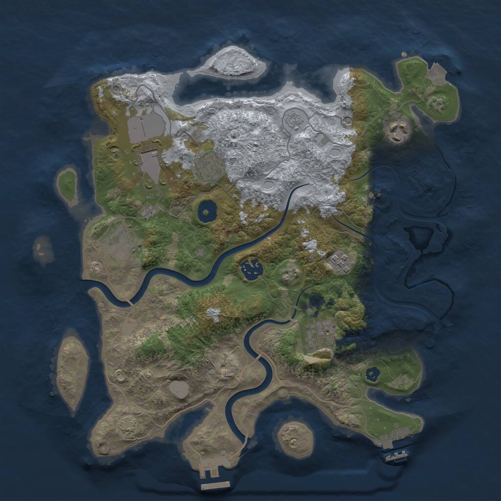 Rust Map: Procedural Map, Size: 3500, Seed: 1243412892, 13 Monuments